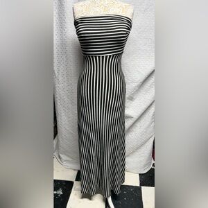 Monteau Strapless Dress with Black and White Stripes